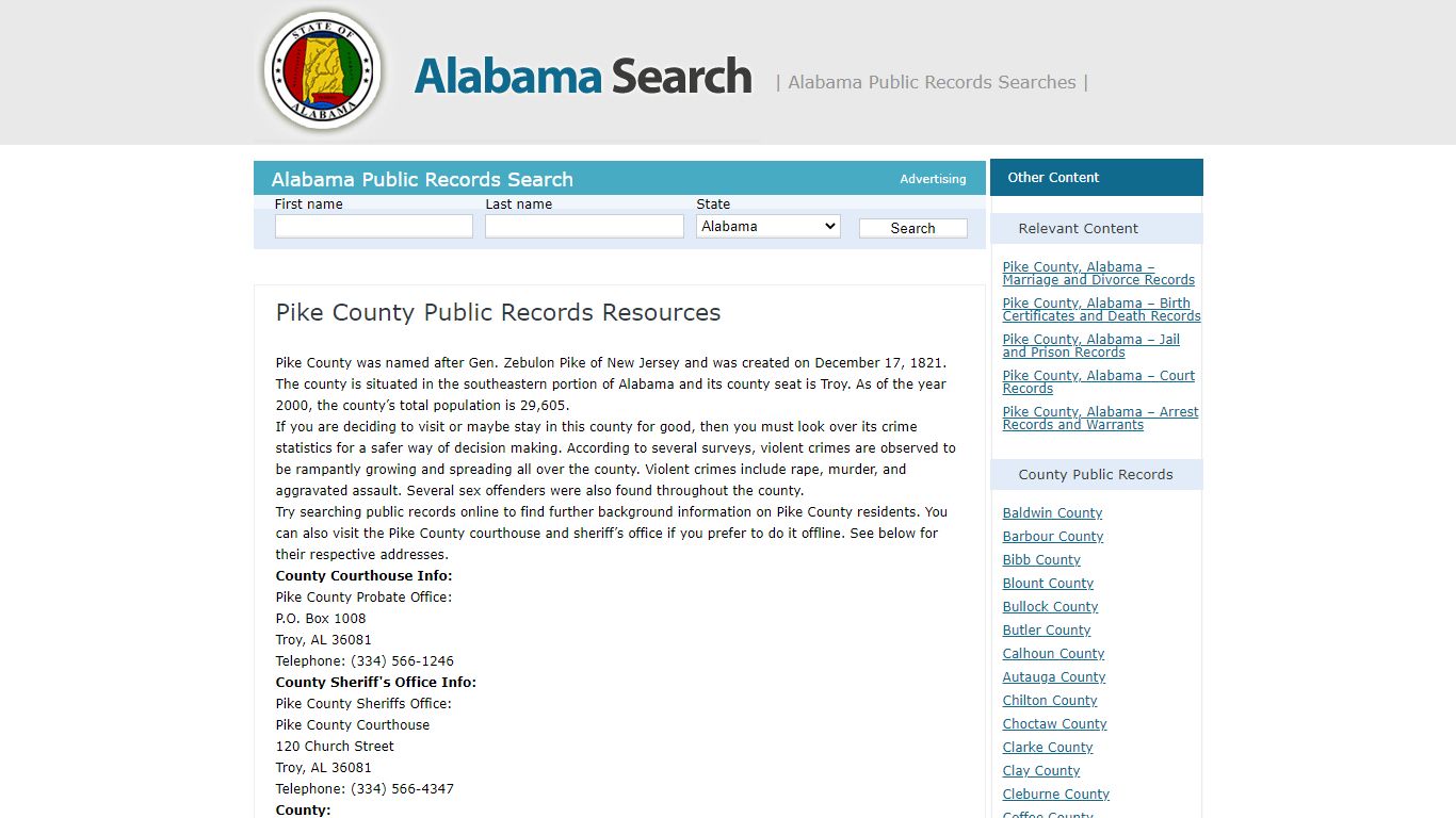 Pike County Public Records Resources | Alabama - AL Search