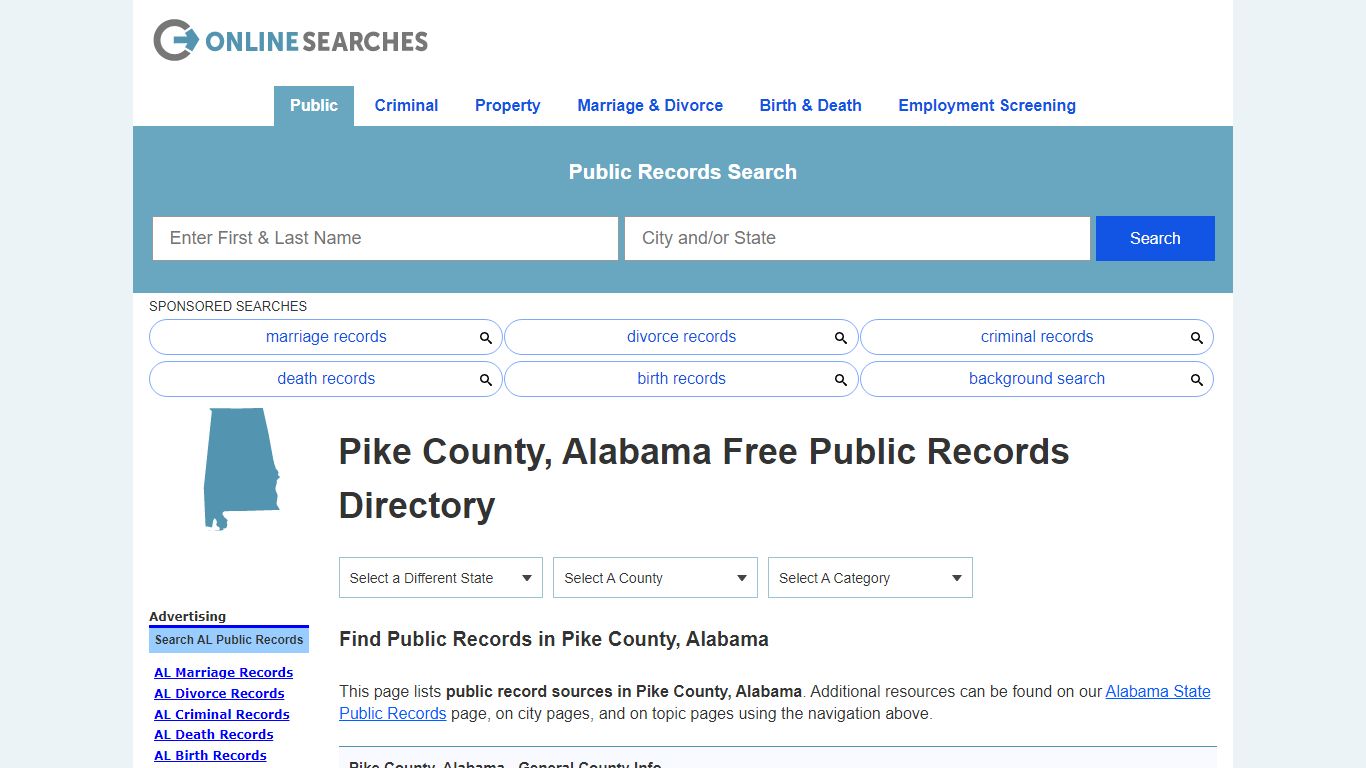Pike County, Alabama Public Records Directory - OnlineSearches.com
